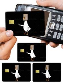 1pc Funny Cartoon Official Credit Card Sticker Privacy Protection Card Skin, Silly Goose Holiday Gift PVC Material Anti-Fingerprint Anti-Scratch Wear-Resistant Card Sleeve Skin, Suitable For Chip Card, Bank Card, Credit Card, Transit Card, Student Campus Card Personalized DIY - Multicolor - View 4