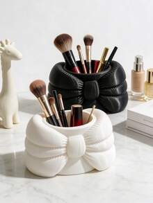 1pc Cute 3D Bow Makeup Brush Holder, Elegant Vanity Cosmetic Storage Box, Desktop Lipstick Holder, Suitable For Dormitory And Bedroom Decor - Multicolor - View 2