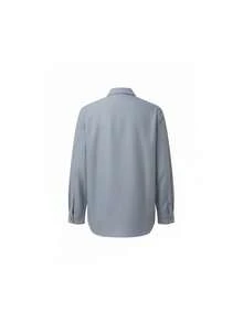 Women's Vertical Striped Diagonal Button Long Sleeve Shirt, Loose Fit, Casual Commute, Niche Design, Autumn Blouse - Blue - View 10