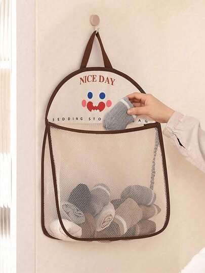 1 Breathable Washable Polyester Mesh Underwear Sock Hanging Storage Bag, Portable Wall-Mounted Multi-Functional Laundry Sorting Bag, Space-Saving Wardrobe Organizer For Home, Dorm, And Travel