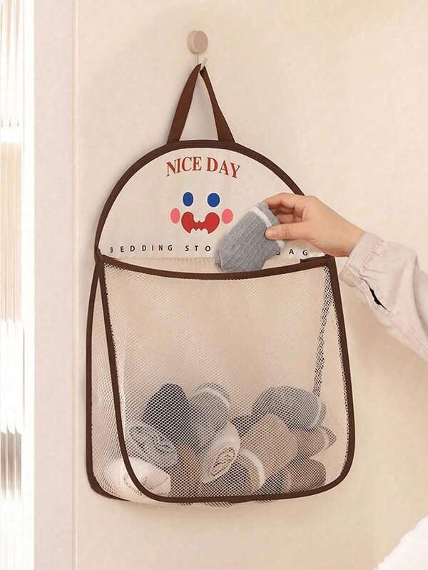 1pc Breathable Washable Polyester Mesh Underwear Socks Hanging Storage Bag, Portable Wall-Mounted Multi-Function Laundry Sorting Bag, Space-Saving Closet Organizer Bag, Suitable For Home, Dorm And Travel