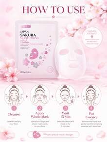 1/5/10PCS Sakura Collagen Essence Mask - Anti-Aging, Moisturizing, Whitening, Firming, Smoothing Fine Lines, Shrinking Pores, Brightening Skin Tone, Suitable For Summer, Christmas Gift Box, Can Be Used For Makeup And SPA - Multicolor - View 12