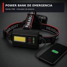LED Laser Mining Headlamp, Visible White Light, 7 Operating Modes, Powered By 3 Included 18650 Rechargeable Batteries, Type-C Fast Charging, Adjustable LED Headlight - Black - View 5