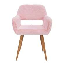 Dining Chairs With Faux Fur, Pink - Mid-Century Style - 粉色 - 查看 4