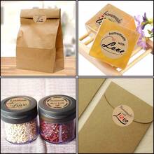 500pcs Ins Style Kraft Paper Handmade Label Stickers Roll, 1 Inch Round, 9 Rotating Patterns, English "Homemade With Love", Perfect For Handmade Sellers, Baking Packaging, Jam Glass Jars, Handmade Soap, Gift Box Seals, Gift Favors, Small Shop Packaging - Multicolor - View 2