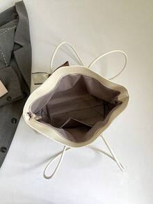 New Solid Color Luxury Minimalist Versatile Women's Shoulder Tote Bag - White - View 6