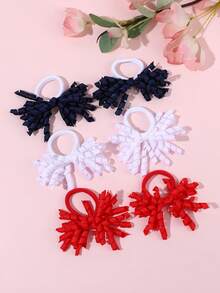 6pcs Halloween Curly Ribbon Bow Hair Ties, Solid Color Decorative Hair Accessories For Girls, Flower Girls, Daily Wear And Party - Multicolor - View 8