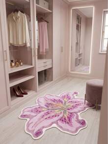 1 Peça Tapete de Veludo Lírio Roxo, Tapete Macio e Felpudo, Decoração para Casa, Decoração de Quarto, Decoração de Outono, Decoração de Casa de Outono, Suprimentos para Casa, Tapete de Porta, Tapete de Sala de Estar, Tapete de Cozinha, Decoração de Cozinha, Decoração de Quarto, Decoração de Banheiro, Tapete de Banheiro, Fácil de Limpar - Multicolorido - Visão 3