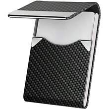 1 Business Card Holder, PU Leather Business Card Case, Unisex, Ultra-Thin Metal Business Card Holder, Magnetic Closure, Back-To-School Essential - Multiple Styles - View 6