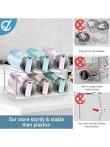 Multi-Layer Stackable 40oz Tumbler Storage Rack, PS Plastic Wine Bottle Holder, Multi-Functional Organizer, Easy Installation, Space-Saving, Dishwasher , Suitable For Kitchen, Dorm, Office - Transparent - Multicolor - View 3
