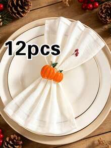 6/12 Stücke Thanksgiving Kürbis Serviettenringe, geeignet für Hochzeitsfeier, Feiertagsfeier, Picknick Camping, Landtreffen, Geburtstagsbankett Tischdekoration Serviettenhalter, einfacher Stil - Verschiedenfarbig - Übersicht 9