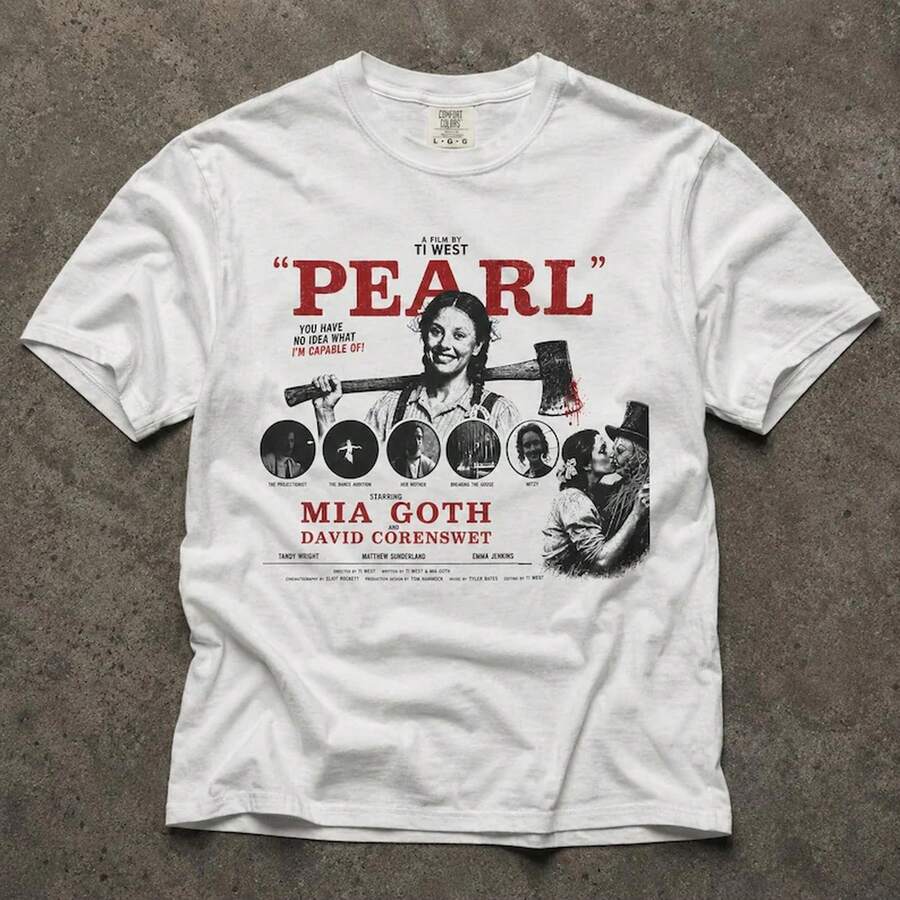 Pearl Movie Shirt -  Mia Goth Vintage Horror Tee . - White - View 1