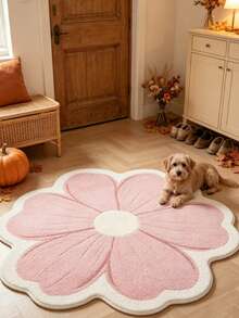 1pc Super Beautiful Pink Petal Round Rug - Soft, Durable, Non-Slip, Machine Washable, Perfect For Holidays, Birthdays, Weddings, Daily Decor, Bedroom Decor, Small Rug, Carpet, Home Decor, Living Room Rug, Living Room Small Rug, Bedroom Rug, Living Room Home Decor, Outdoor Rug, Washable Rug - Multicolor - View 6