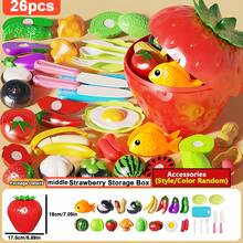 Delightful Pretend Play Kitchen Toy Set - Tableware, Peelable & Cuttable Toy Food, Strawberry Storage Box, Role Play, Perfect Learning Gift For Boys And Girls, Christmas Gift, Holiday Gift - Multicolor - View 12
