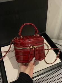 Lightweight Mini Chain Bag Quilted Handbag Bucket Bag Suitable For Girls, College Students And Office Workers - Burgundy - View 11
