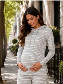 Maternity Sweater Co-Ords - Light Grey - View 3