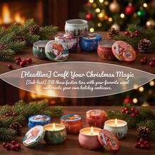 10PCS Portable Candle Jars, Assorted Designs, With Lids, Christmas-Themed, Colorful, Heat-Resistant, Leak-Proof, And Versatile. - C5-10PCS Random Pattern - View 6