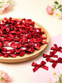 50 piezas/100 piezas Juego de lazos de cinta roja - Adecuado para decoración de envolver regalos, pinzas para el cabello de fiesta de boda, suministros hechos a mano para todas las estaciones - lazo de cinta de 4 cm - Ver 5