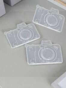 3/1pc Camera-Shaped Compact SD Card Storage Box, SD DSLR Camera Packaging Storage Box, White Memory Card Storage Plastic Box Phone Storage Card Protective Case, Portable Travel Electronic Accessories Card Holder, Camera Storage Card Storage Device, Dual Card Slot Plastic Protective Cover - Multicolor - View 16