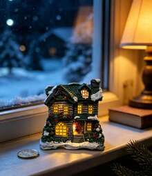Enfeite de Natal em forma de casa com luzes LED. - F - Visão 8