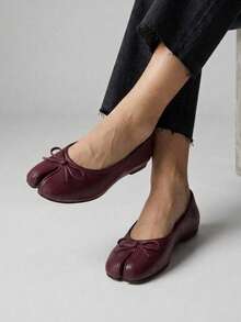 Women Flats - Burgundy - View 1
