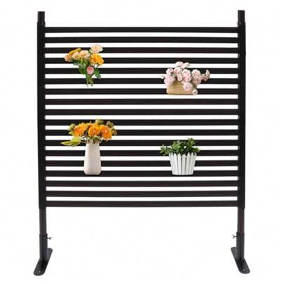 Outdoor Privacy Screens Freestanding Privacy Fence Panels Metal Decorative Fence Panels With Stand For Patio Garden Backyard Outside, Brown 35.5" W X 47" H