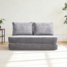 Double Sofa Bed Velvet Black Frame - 140 X 100 Cm - 淺灰色 - 查看 7