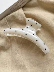 2pcs White Polka Dot & Burgundy Bone-Shaped Large Hair Claw Clips, Exquisite Plastic Material, Lightweight And Portable, Suitable For Daily, Casual, Party, Commute, Beach, Ponytail, Bun And Other Hairstyles, Perfect For Matching Makeup And Outfits. Beach Hair Clips/Vacation Hair Accessories Set - Multicolor - View 3