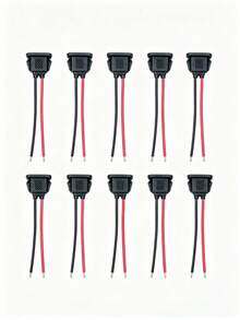 5/10PCS Type-C 2P Epoxy-Filled Direct-Press Female Socket, Oval Charging Port For Desk Lamp, Electric Vehicle, Car, 2P Solder-Wire Charging Socket With Snap-Lock Assembly - Black - View 9