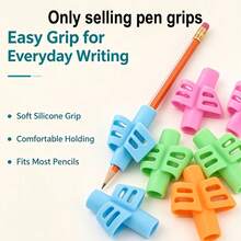 8pcs Random Color Pencil Grips, Soft Comfortable Writing Correction Grip Sleeves, Universal Design For Left And Right Hands, Practical Stationery Accessories, Suitable For Study, Office And Other Daily Writing Scenarios - A - View 6
