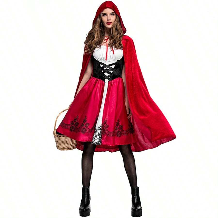 Modern Version Stage Performance Cape For Little Red Riding Hood Adult Women's Halloween Cosplay Glamorous Costume