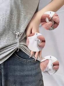 2/4/8pcs Adjustable Chain Pant Leg Clips, Anti-Drag Pant Length Shortener Tool, No Drilling Required, Decorative Clothing Fastener - Multicolor - View 6