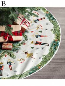 1pc Christmas Tree Skirt Featuring Nutcracker-Themed Soldier And Princess Motifs; A Decorative Mat Designed To Conceal The Tree Stand And Enhance The Festive Atmosphere. - Multicolor - View 9