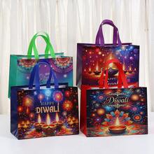 20/12/4pcs Diwali Gift Bags, Oil Lamp Double-Sided Print Tote Bags, Shopping Bags Suitable For Diwali Gift Giving And Blessing - Multicolor - View 1