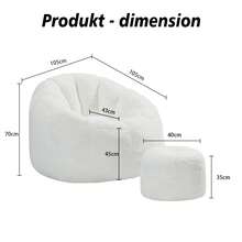Cozy Flower Bean Bag With Footrest - Grey - 白色 - 查看 4