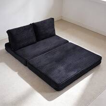 Double Sofa Bed Velvet Black Frame - 140 X 100 Cm - 黑色 - 查看 6