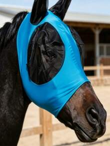 Soft Mesh Horse Fly Mask With Ears, Breathable Eye And Face Protection, Anti-Fly Face Mask, UV Protection Horse Gear - Multicolor - View 2