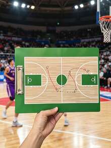 1pc Double-Sided Basketball Tactical Board, Portable Court Demonstration Board, Erasable For Training - Multicolor - View 1
