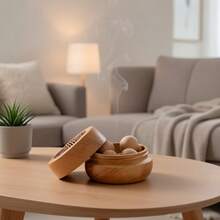 1pc Wooden Aroma Diffuser, Aroma Box And Wooden Ball Set, Vintage Hollow Screw Bottle Cap, Suitable For Home And Car Fragrance Decoration, Strong Volatility And Long-Lasting Scent, Creating A Pleasant And Comfortable Aromatic Environment - Multicolor - View 1