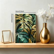 1 buah Jurnal Portabel Ringkas A5 Desain Tropis Hijau & Emas, Jilid Hitam, Kertas Tulis Halus dengan Sudut Bulat, Cocok untuk Bullet Journaling, Perjalanan, Kantor Rumah - Ideal untuk Pecinta Alam dan Penulisan Kreatif, Halaman Bergaris untuk Pencatatan yang Terorganisir, Pola Daun Monstera Elegan dalam Warna Hijau, Emas, dan Hitam, Sempurna untuk Perencana dan Buku Catatan - 1 - View 4