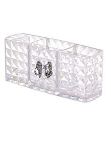 Transparent Acrylic Eyebrow Pencil Brush Storage Box + Gold Bow, Cosmetic Storage Box With Dividers, Transparent Partitioned Storage Box, Multi-Color Bow, Lipstick Organizer, Multi-Functional Medicine Storage Box, Desk And Drawer Organizer, Suitable For Makeup Brushes, Cosmetics, Medicine Storage, Desktop Shelf, Perfect For Office Storage And Home Daily Organization - Multicolor - View 14