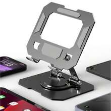 New Carbon Steel Tablet Stand 360° Height Adjustable Rotating Folding Portable Metal Stand - A - View 3