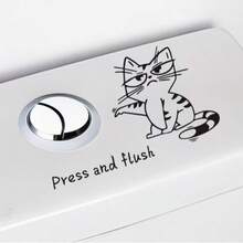1/3pcs Cute Cartoon Cat Toilet Stickers - "Flush" Bathroom Decor, Self-Adhesive PVC Wall Decals, Suitable For Glass, Tile And Smooth Surfaces, Fun Design, Easy To Peel And Stick - Multicolor - View 4
