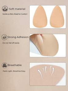2 Pairs Disposable Breast Lift Tape For B-D Large Bust, Invisible Strapless Backless Self-Adhesive Push Up Sticky Bra For Women (Low Adhesion, Strong Adhesion May Harm Breasts) Includes 1 Pair Of Silicone Flower Nipple Covers - Multicolor - View 6