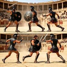 New Medieval Renaissance Roman Foot Fighter Retro Men's Shoes - Black - View 4