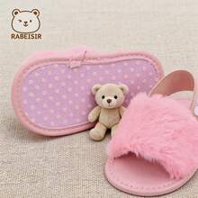 RABEISIR Spring/Summer Infant Girl Pre-Walker Shoes, Infant Plush Slippers 3-18 Months, Indoor - Baby Pink - View 5