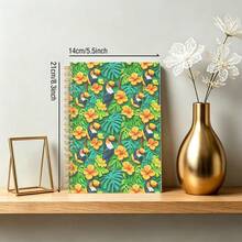1 Buah Buku Catatan Spiral A5 Motif Tropis Cerah, Buku Catatan Kertas dengan Desain Cetak Mawar Kuning, Daun Malaysia, dan Burung Beo, Cocok untuk Catatan Harian Kantor dan Menulis Santai - A5 - View 3