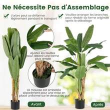 Large Artificial Banana Tree Floor Planter, Suitable For Indoor Living Rooms And Shops. Easy To Clean And Maintain With Daily Wiping. Perfect For Placement In Corners Near Floor-To-Ceiling Windows And Guesthouses. - Green - View 4