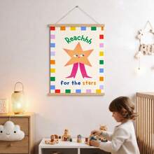 1pc Reach For The Stars Nursery Wall Art, Cute Star Print Canvas Painting, Inspirational Quote Poster For Boys And Girls Bedroom, Unframed/Framed/Hanging Decor - Multicolor - View 3