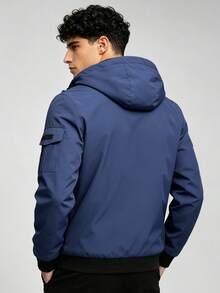 Men's Outdoor Casual Sports Multi-Pocket Hooded Thickened Shell Zipper Softshell Jacket, Suitable As Gift For Boyfriend, Husband, Father - Royal Blue - View 5